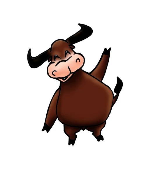 在布景的褐色背景下跳舞的公牛 高质量的例证 它被用来设计明信片 演示文稿 — 图库照片