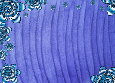 Çiçekli mavi soyut suluboya arkaplan