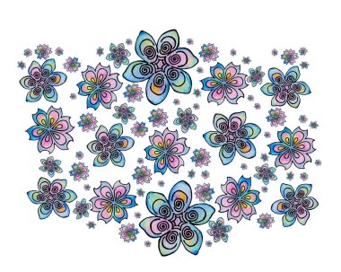 Bir dikdörtgeni tanımlayan mavi çiçek çerçevesi