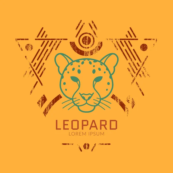 Λεοπάρδαλη κεφάλι λογότυπο σε πλαίσιο — Διανυσματικό Αρχείο