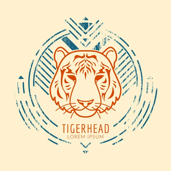 Τίγρη κεφάλι λογότυπο σε πλαίσιο — Διανυσματικό Αρχείο