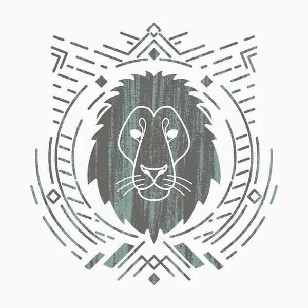 Tête de lion dans le cadre — Image vectorielle