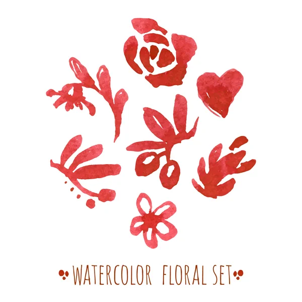 Conjunto floral aquarela — Vetor de Stock