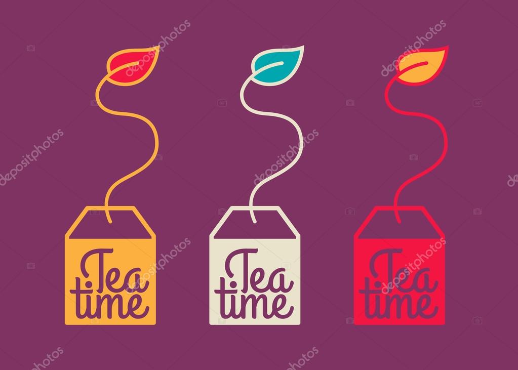 Tea time vector lettering.Modern logo design