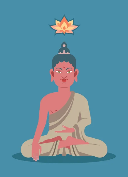 Sittande Buddha platt — Stock vektor