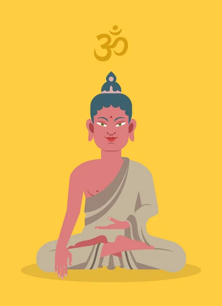 Bouddha assis plat — Image vectorielle