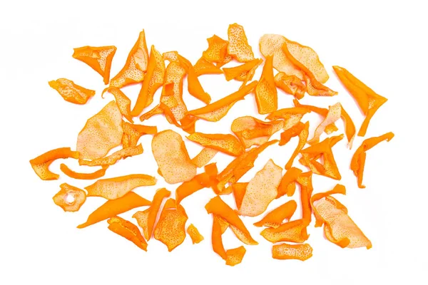 Stos Suszonych Skórki Pomarańczy Izolowane Białym Tle — Zdjęcie stockowe