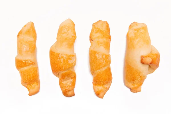 Świeże Domowe Ciasta Bułeczki Croissanty Izolowane Białym Tle — Zdjęcie stockowe