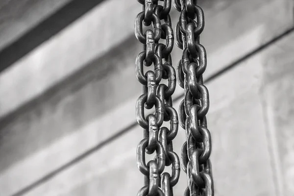 Plant Equipment Chain Iron Links Lifting Mechanism Overhead Crane Background — Stock Photo, Image