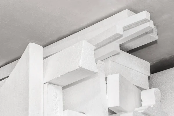 Een Stapel Witte Polystyreen Industriële Schuim Materiaal Opslag Magazijn — Stockfoto