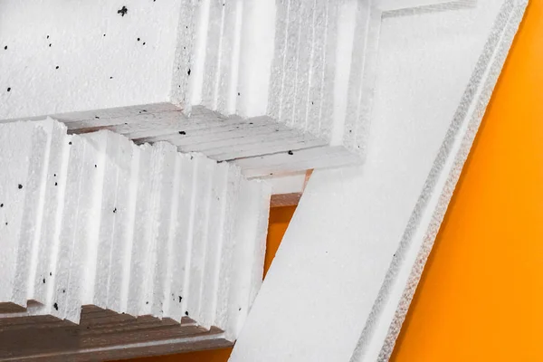 Een Stapel Witte Polystyreen Industriële Schuim Materiaal Opslag Magazijn — Stockfoto