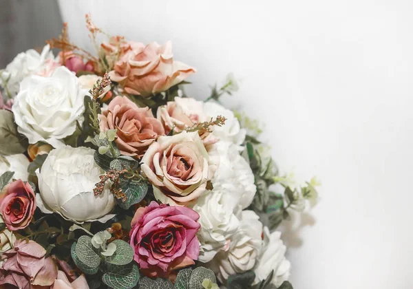 Wedding decorative bouquet of live flowers close-up.