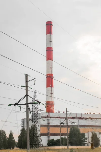 Tubo Instalación Industrial Calor Zona Producción Estación Eléctrica —  Fotos de Stock