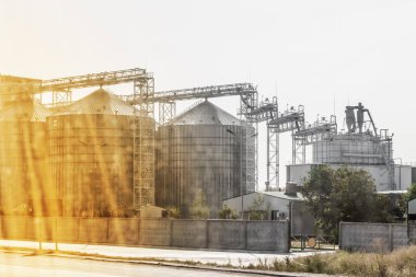 Silo tankı, tarımsal ürünlerin depolanması için kule, buğday üretimi için endüstriyel fabrika.