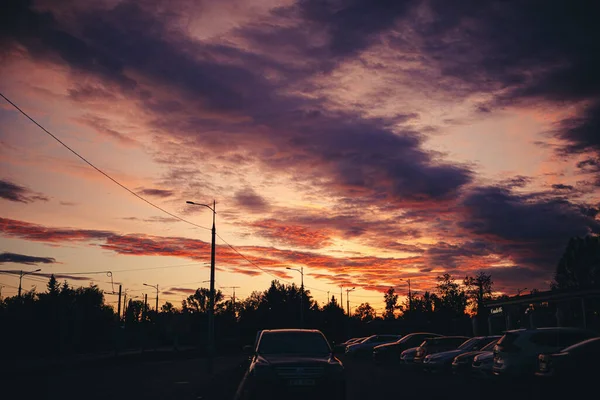 Colorful bright sky reflected in the mirror — Stock Photo, Image