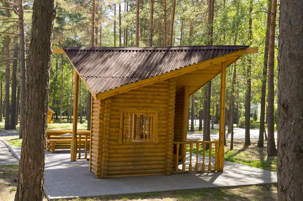 A városi park gyönyörű fából készült pavilon — Stock Fotó