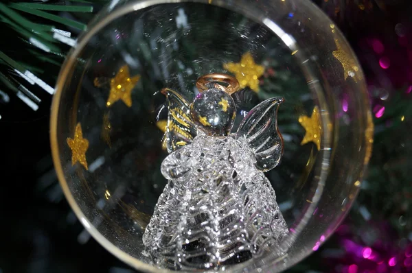 Ball on the Christmas tree with the image of an angel — Stock Photo, Image