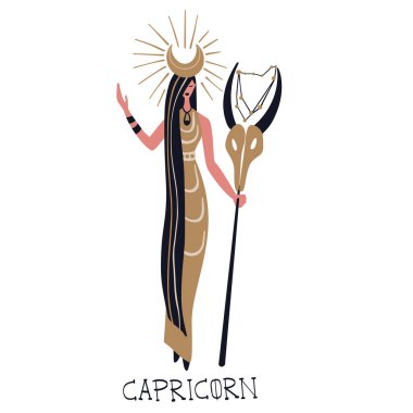 Zodiac Oğlak burcunu imzalıyor. Zodyak sembolünün vektör çizimi.