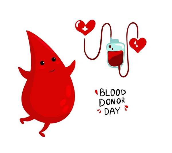 Set Illustrazione Vettoriale Giornata Mondiale Del Donatore Sangue Con Simpatico — Vettoriale Stock