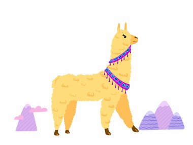 Dağlı şirin Lamas ve vektörlü kaktüs..