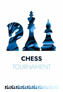 Satranç turnuvası, şah mat strateji spor şampiyonluğu posterleri. Yeni başlayanlar ve profesyonel oyuncular için vektör satranç kulübü kupası
