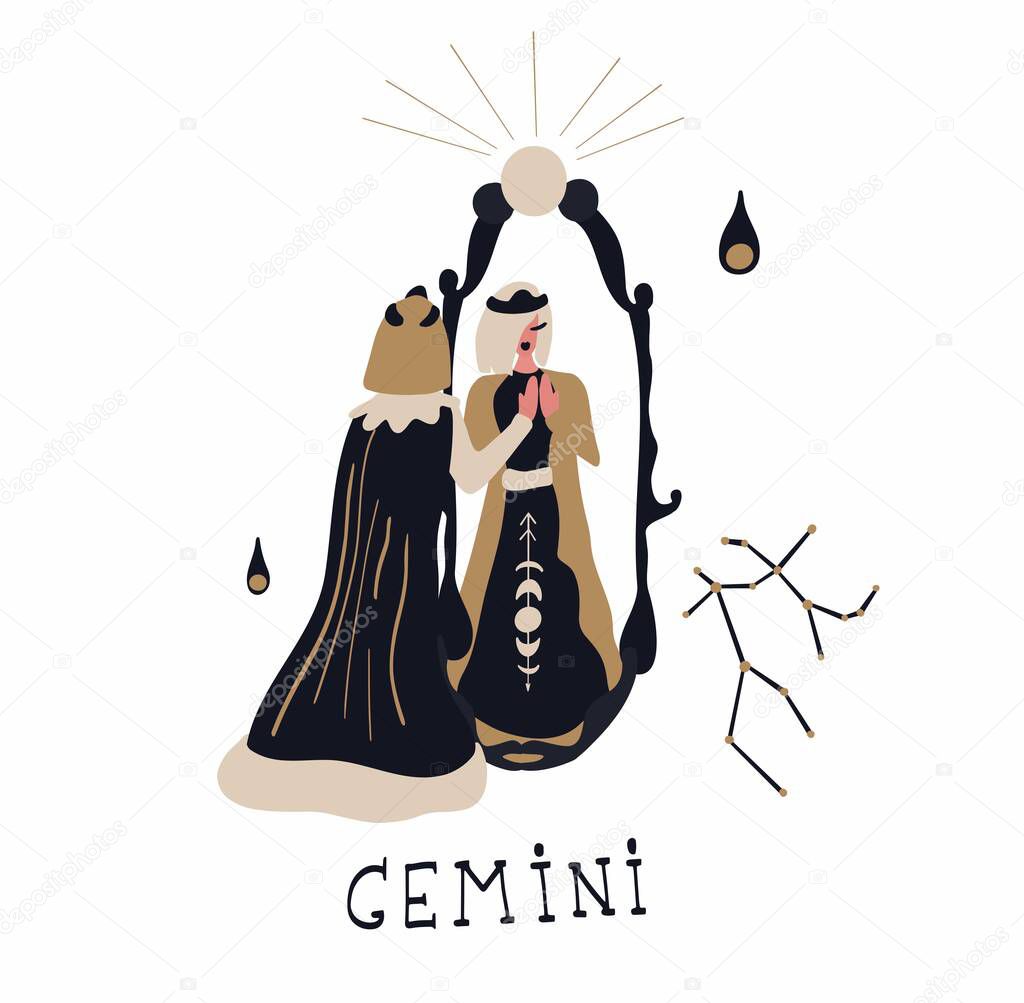 Zodiac signs Gemini. Vector illustration of the zodiac symbol.