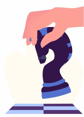 Satranç oyunu. Moda düz çizim. İnsanlar satranç oynar. Takım çalışması ve rekabet. Satranç taşları. Vektör grafikleri.