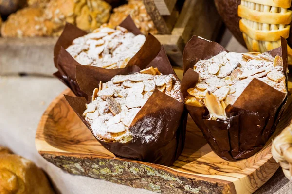 Variety of baked products at a supermarket — Stock Photo, Image