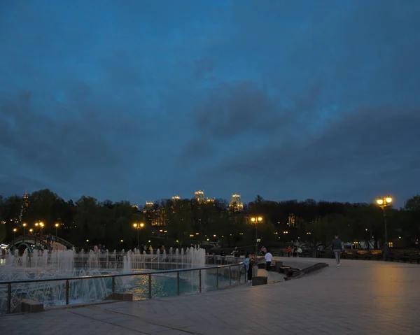 Abendlicher Brunnen Und Das Schloss Zarizyn — Stockfoto