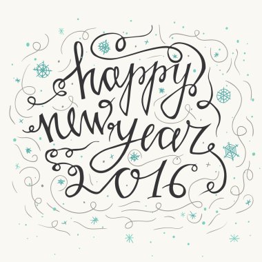 Hand drawn typography poster. Happy Holidays greetings hand-lettering inscription - Happy New Year  isolated on white background.