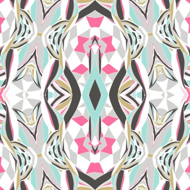 Geleneksel süs desenli bandana. Sanatsal desenli renkli Aztek desen el çekilmiş. 