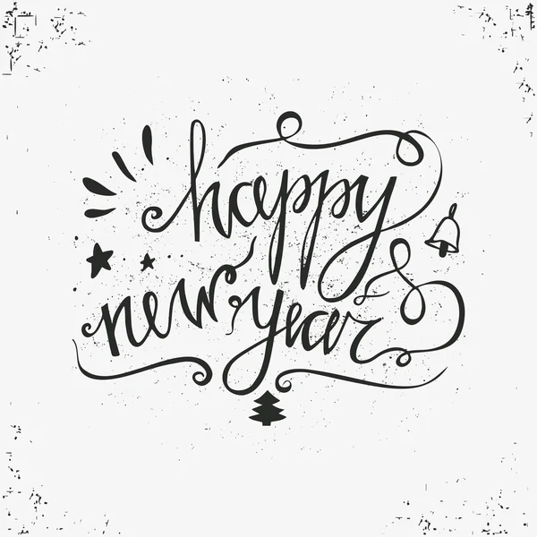 Hand drawn typography poster. Happy Holidays greetings hand-lettering inscription - Happy New Year  isolated on white background. — стоковий вектор