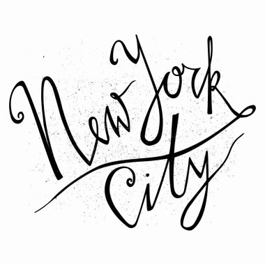 New York şehri. Elle çizilmiş tipografi poster. Tipografik baskı poster. Kaligrafi tasarım T gömlek el Aydın. 