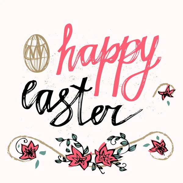 Feliz Pascua Antecedentes tipográficos. Cartel de letras dibujadas a mano para Pascua. Ilustración de tinta. Caligrafía moderna. Diseño tipográfico elegante del cartel en estilo lindo . Vector de stock