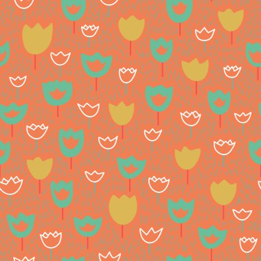 vektör laleler ve çim ile seamless modeli. pastel arka plan. vektör zemin.