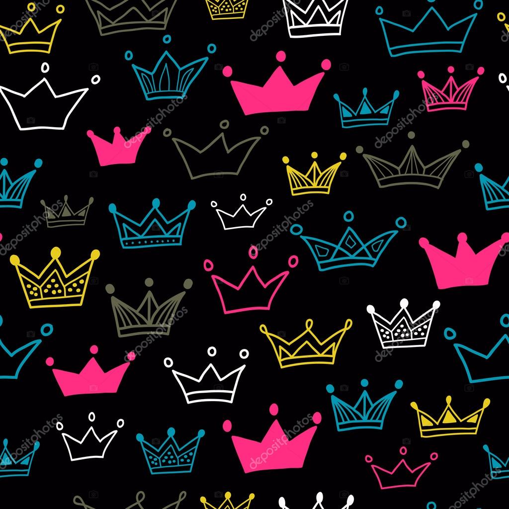 Seamless Pattern in Retro Style with a Gold Crown on a White Background  Can Be Used for Wallpaper Pattern Fills Web Stock Vector  Illustration  of gold princess 81155201