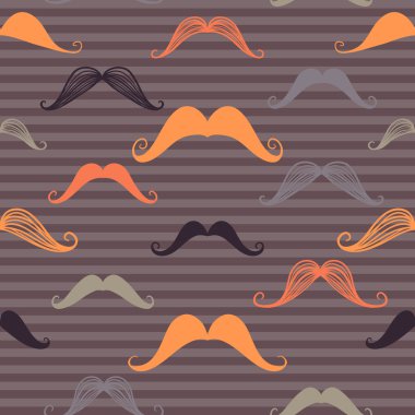 Vintage seamless modeli bıyık ve çizgili arka plan ile. retro tarzı. vektör zemin.