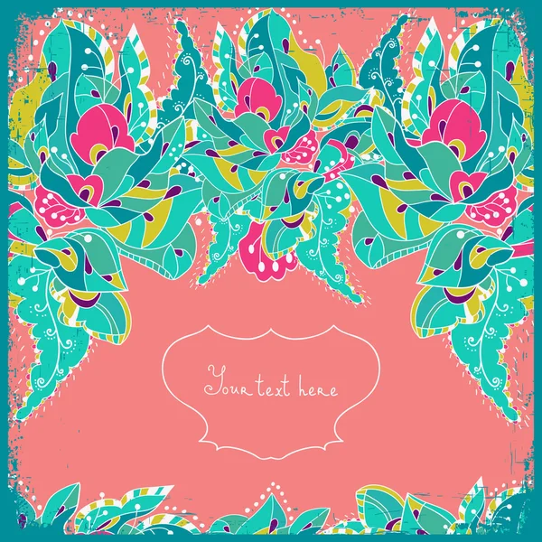 抽象的な花と葉の招待カードベクトル カード. — ストックベクタ