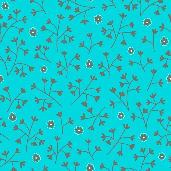 Seamless floral pattern with small flowers. Floral pattern. Endless bright blue background. — Stock Vector