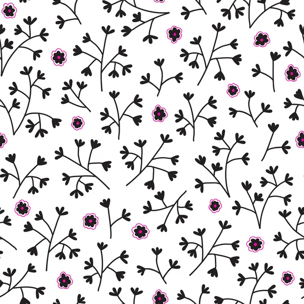 Seamless floral pattern with small flowers. Endless white background. — Stock Vector