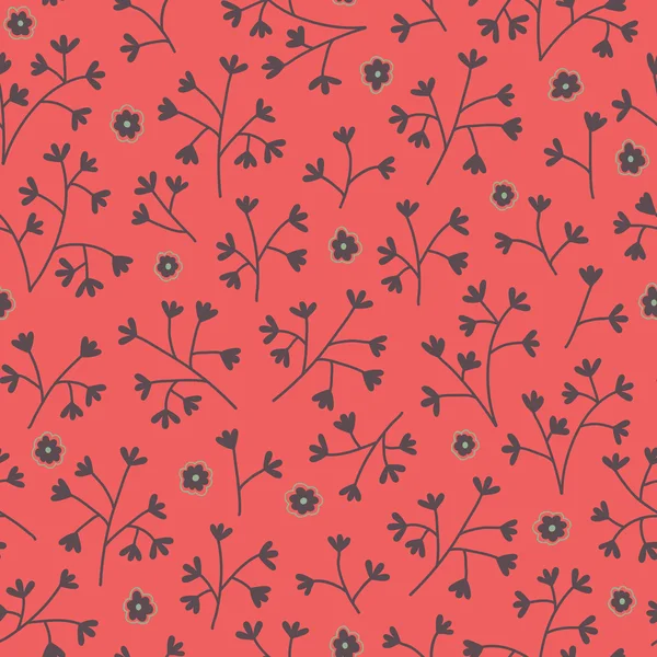 Padrão floral sem costura com flores pequenas. Infinito fundo vermelho . — Vetor de Stock