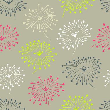 Dekoratif şık bahar sorunsuz çiçek desenli darbeleri ile. Çiçek ve yaprakları parlak sonsuz doku.