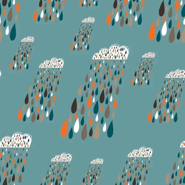Modèle vectoriel sans couture avec des nuages pluvieux colorés. Drôle de fond . — Image vectorielle