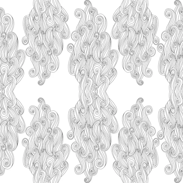 Vetor abstrato padrão desenhado à mão com ondas e nuvens. Fundo branco. Infinito pano de fundo branco . — Vetor de Stock