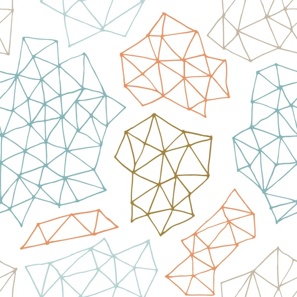 Modèle vectoriel sans couture avec des formes géométriques contour. Texture dessinée à la main comprend des triangles et des points . — Image vectorielle