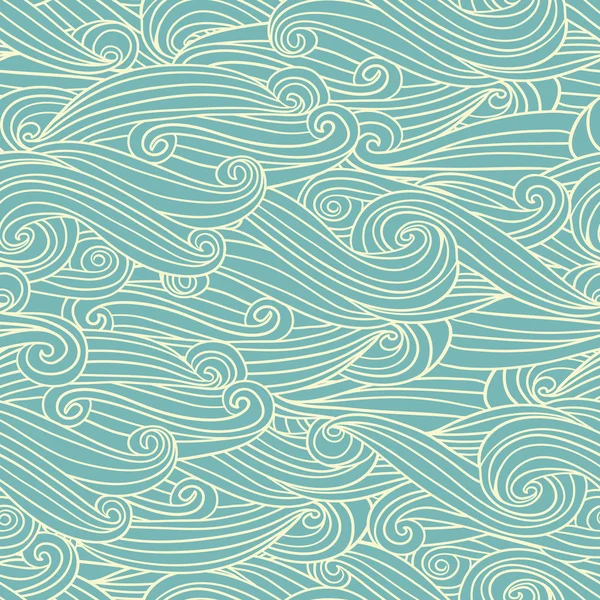 Seamless abstract hand-drawn pattern, waves background. Vector illustration. Pastel colors. — Stockvector