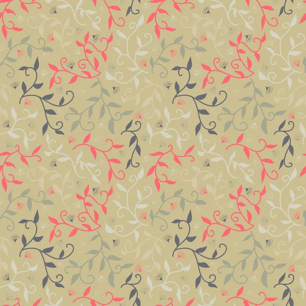 Seamless floral pattern with twigs and small flower. — ストックベクタ