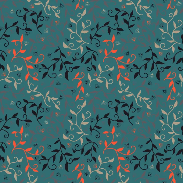 Decorative seamless pattern with leaves and small flowers.