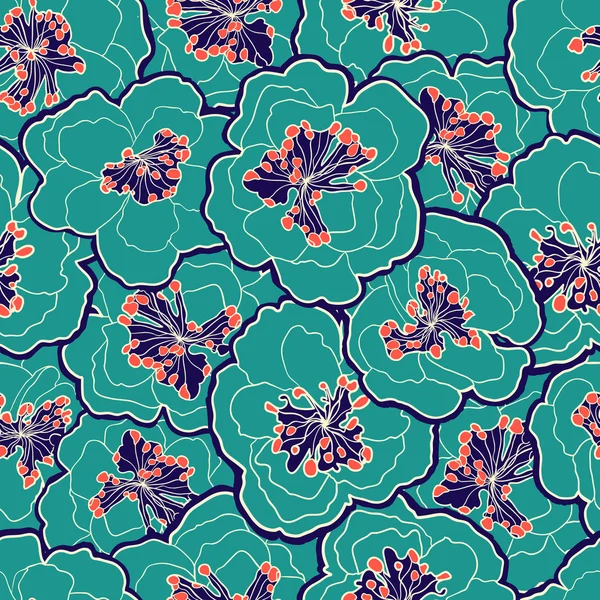 Beautiful floral seamless pattern. Garden blossom pastel flowers. Vector illustration. Seamless pattern can be used for wallpapers, web page background, wrapping papers, surface textures. — 스톡 벡터