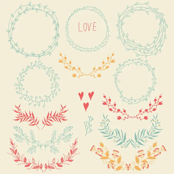 Set of  Floral Design Elements — Stock Vector